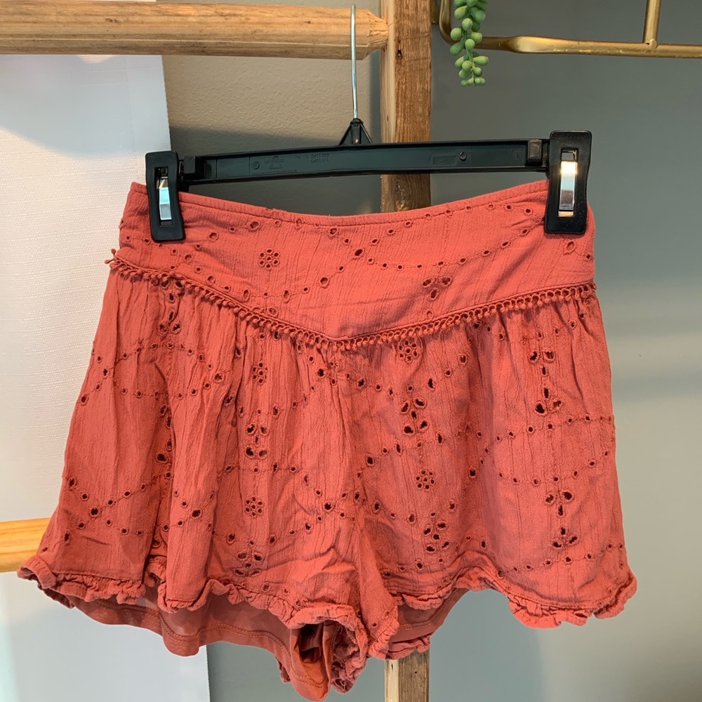 Red flowy shorts